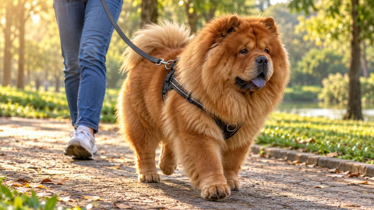 Çin Aslanı köpek — parkta yürüyüş ve egzersiz
